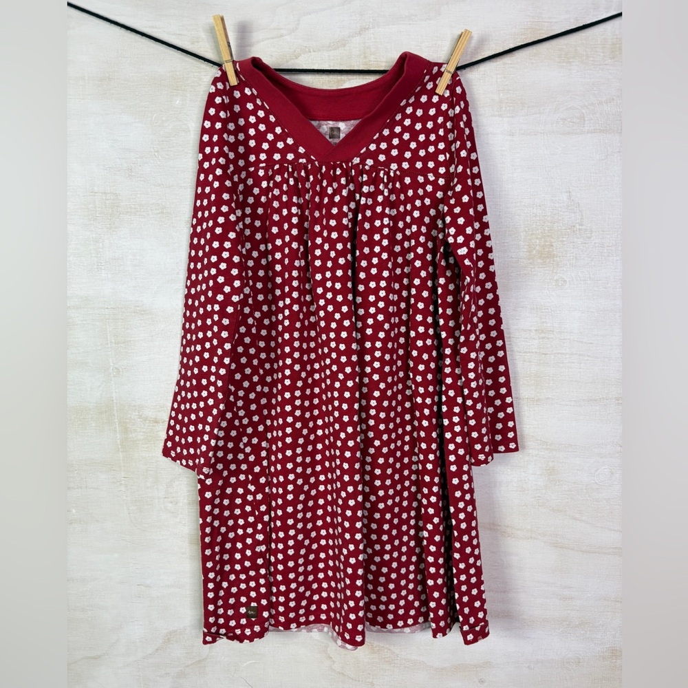 Tea Collection Red and White Floral Trapeze Dress